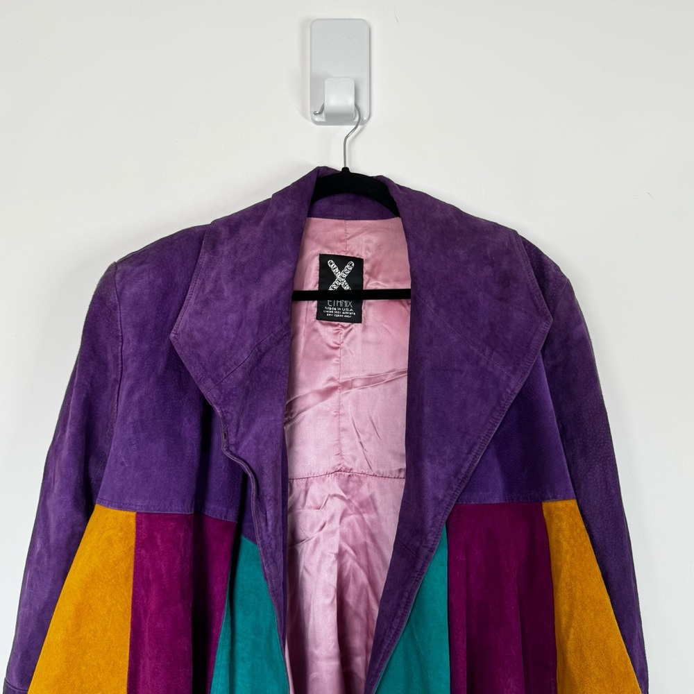X by Ethnix Coat Vintage Suede Swing Color Block Open Front - Picture 4 of 11
